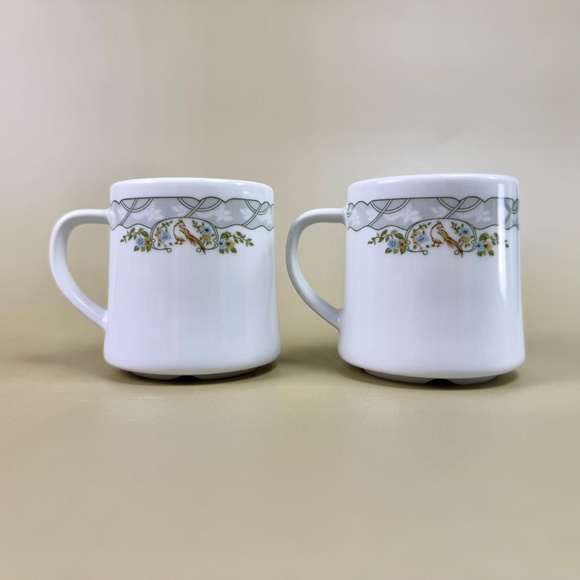 Vintage Schönwald Germany Mugs – Set of 2 | Bird & Vine Pattern | Fine Porcelain - Picture 7 of 10